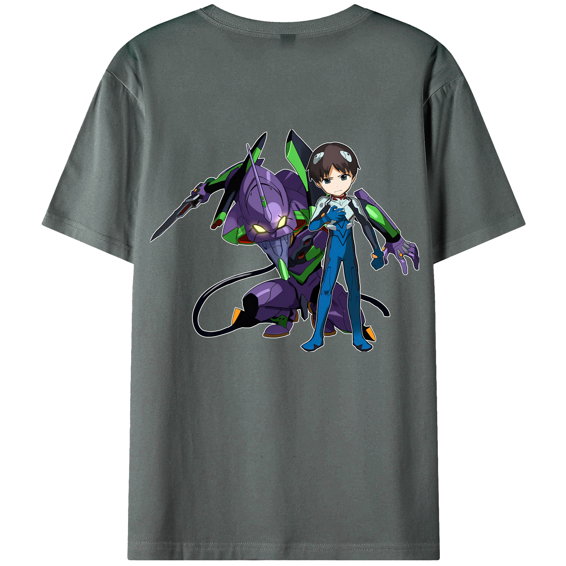 （画像用） EVA 新世紀エヴァンゲリオン 綿100％ メンズ半袖Tシャツ（バックプリント） 通気性